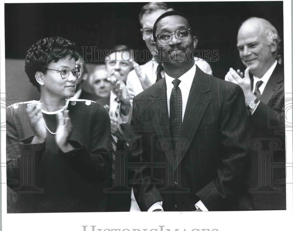 1992 Press Photo Ken Simon with Colleagues Sworn In Jefferson County Judge - Historic Images