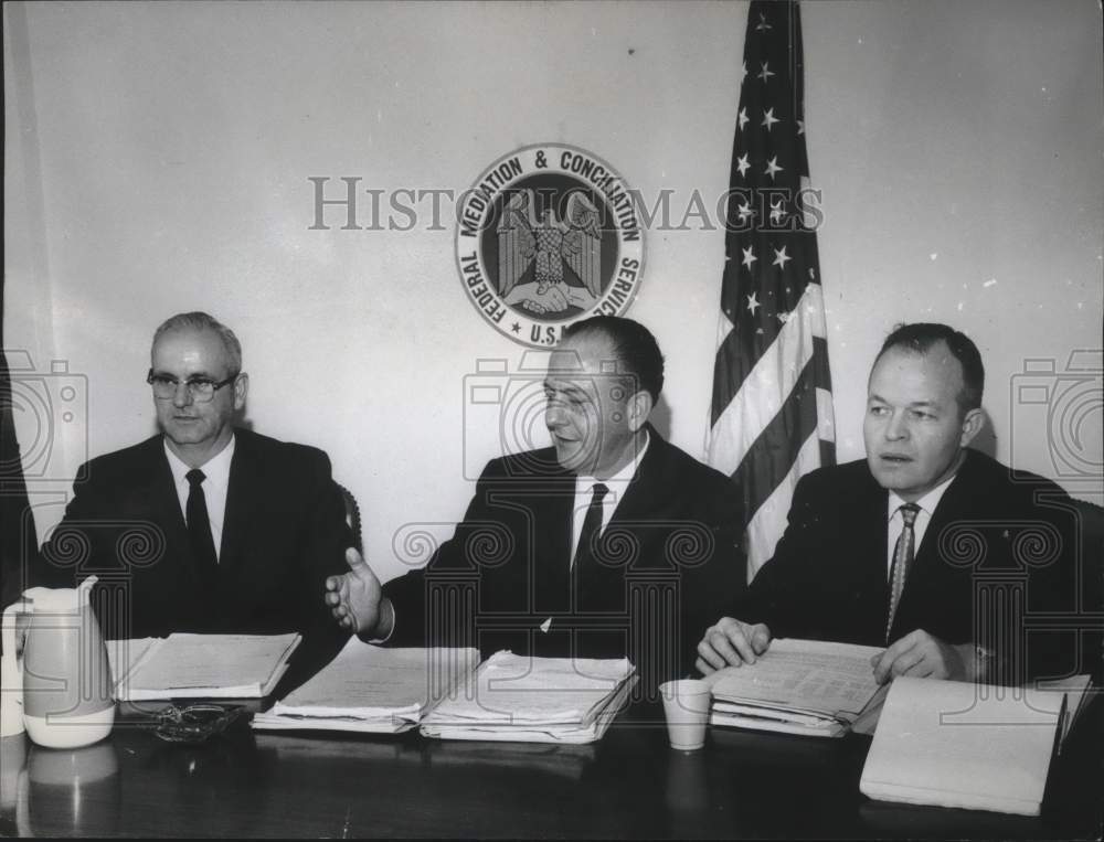 1968, UC Nummy, transit manager &amp; others negotiate to end bus strike - Historic Images