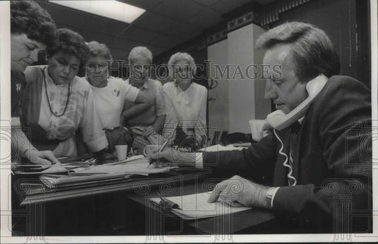 1986 Ed Porter, Bessemer Mayor, Reviews Figures with Staff & Friends - Historic Images