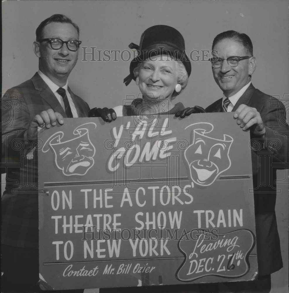 1966, Bill Ozier, Mr. & Mrs. E.O. KIrkland, with Actor's Theater sign - Historic Images