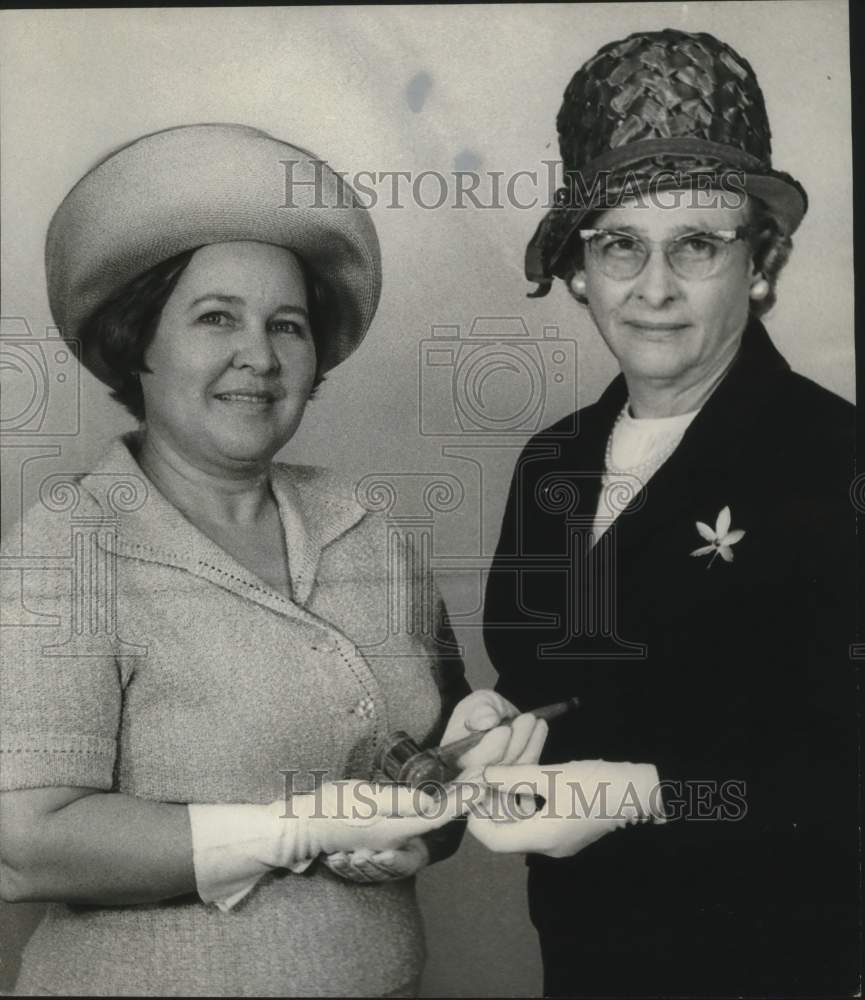 1967, Mrs. Carl D. Sims, new president &amp; Mrs. E.G. Brown, clubwomen - Historic Images