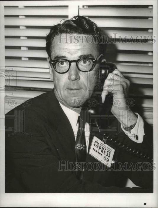 1957 Reavis O'Neal talking on telephone, Alabama - Historic Images