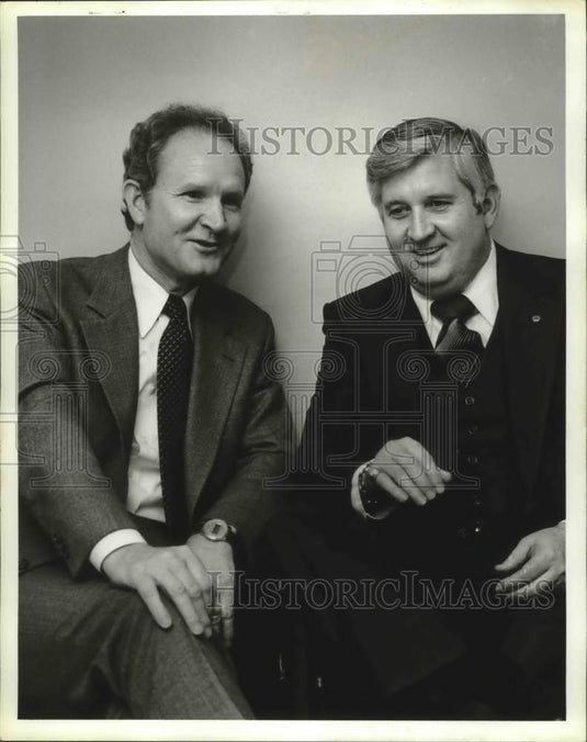 1979, Birmingham Alabama police chief B.R. Myers & man, talking - Historic Images
