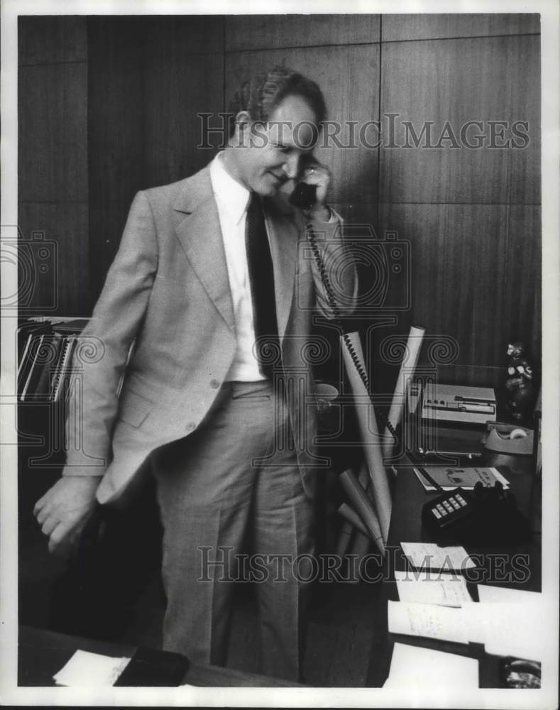 1978 Press Photo Birmingham Alabama police chief B.R. Myers talking on phone - Historic Images