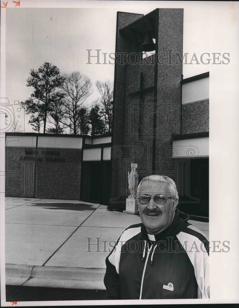 1989, Father Patrick Sullivan in Front of Church - abna38918 - Historic Images