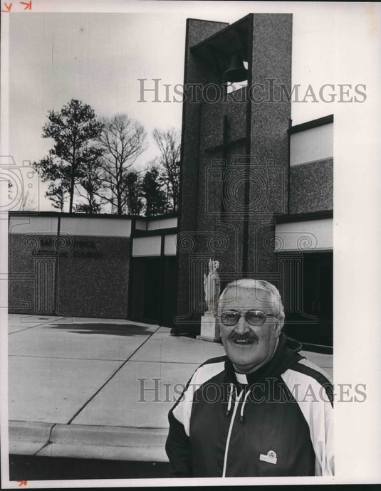 1989, Father Patrick Sullivan in Front of Church - abna38918 - Historic Images