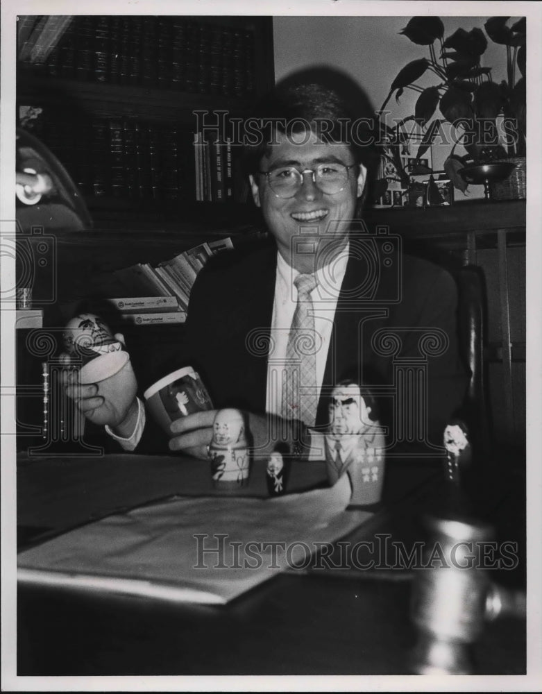 1991, Judge John Rochester with nesting dolls - abna39299 - Historic Images