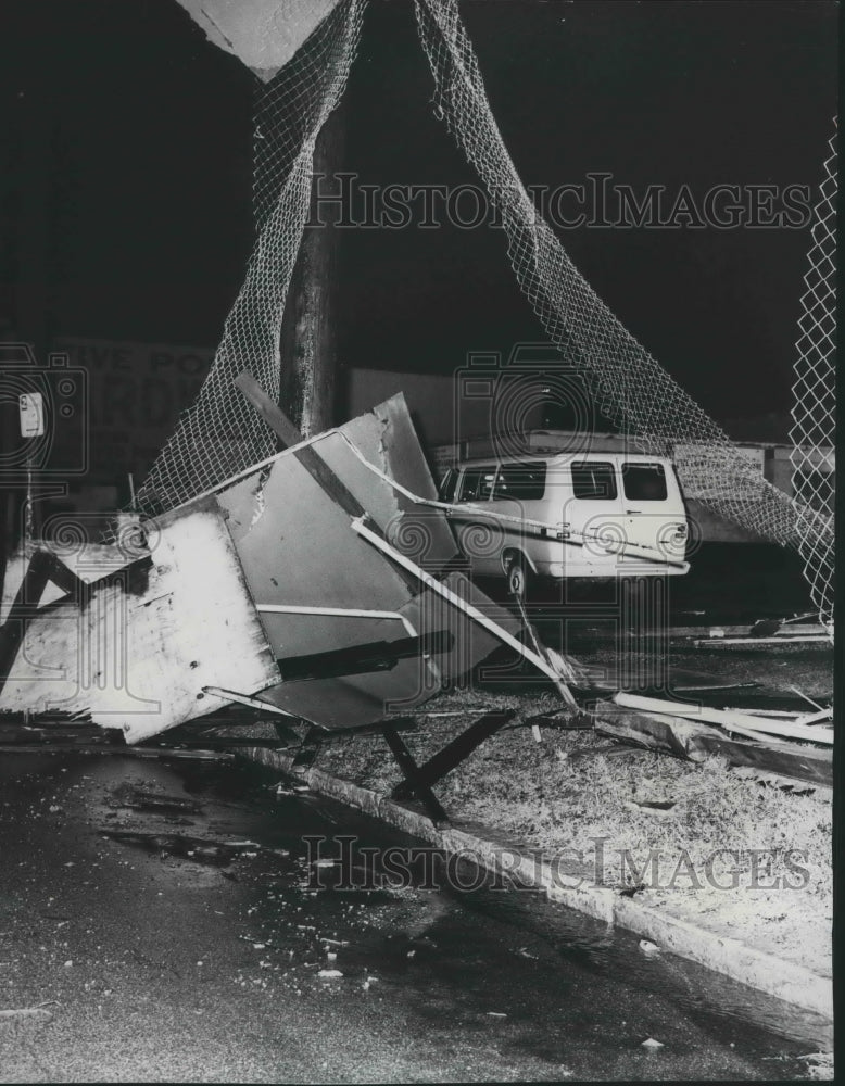 1976, Roof Damage from YMCA after Tornado in Jefferson County - Historic Images