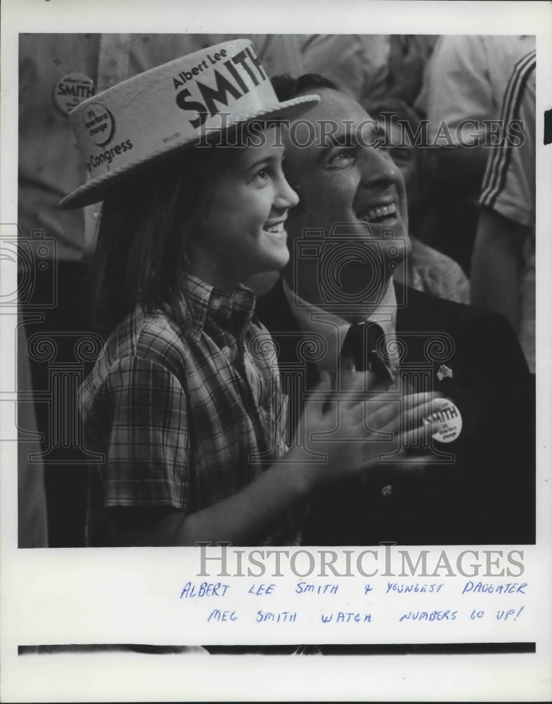 1980, Politician Albert Lee Smith and youngest daughter Meg Smith - Historic Images