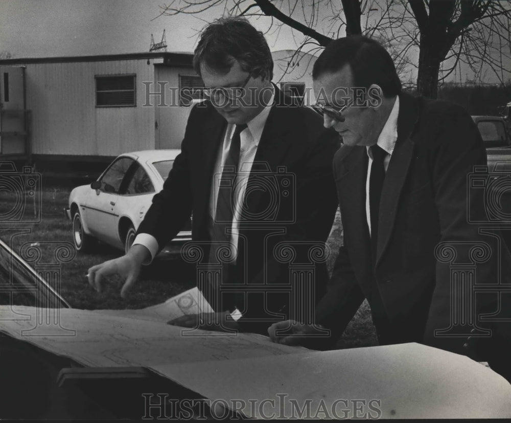 1983, Alabama Prison Commissioner Fred Smith Examines Blueprints - Historic Images