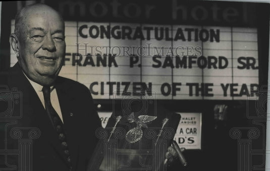 1966 Press Photo Frank P. Samford, Sr. Awarded Citizen of Year Award, Alabama - Historic Images