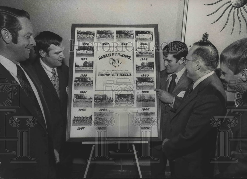 1971 Press Photo Former Football Players Honor Ramsay High School Football Coach - Historic Images