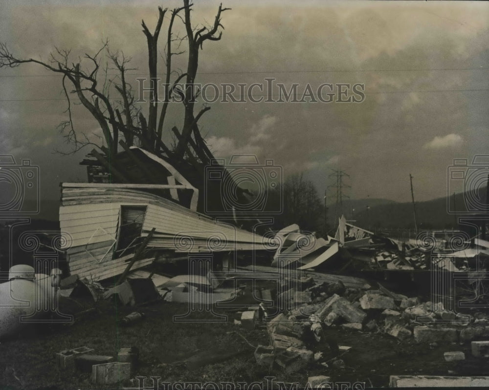 1967, Tornado Piles Wreckage Against Tree, Alabama - abna40039 - Historic Images