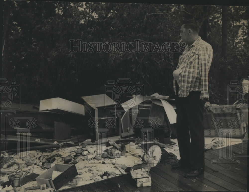 1973, Injured Mickey Sheridan Surveys Parents&#39; Home Damage, Alabama - Historic Images