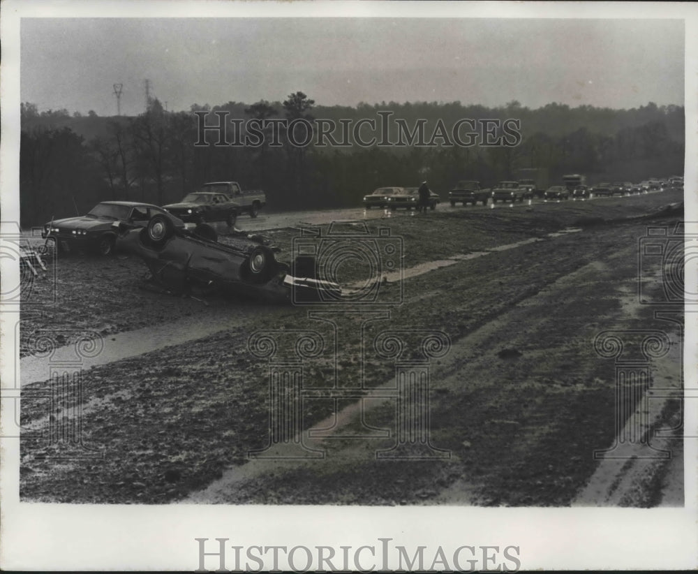 1977 car flipped over by tornado, Jefferson County, Alabama - Historic Images