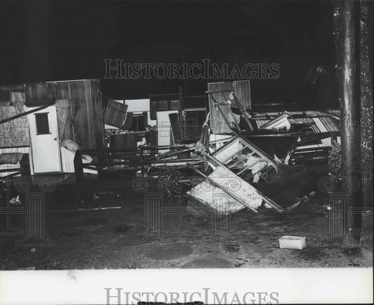 1982, Mobile Home in Chilton County, destroyed by tornado, Alabama - Historic Images