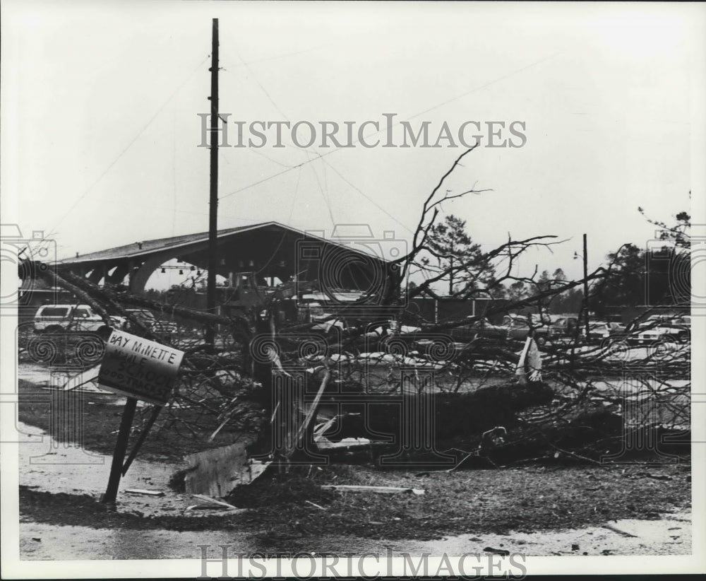 1981 Damage by tornado in Bay Minette, Alabama - Historic Images