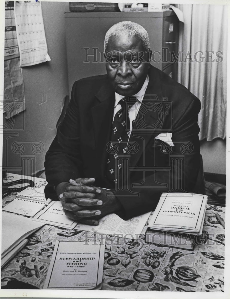 1982, Reverend Thomas Thornes at his desk - abna40205 - Historic Images