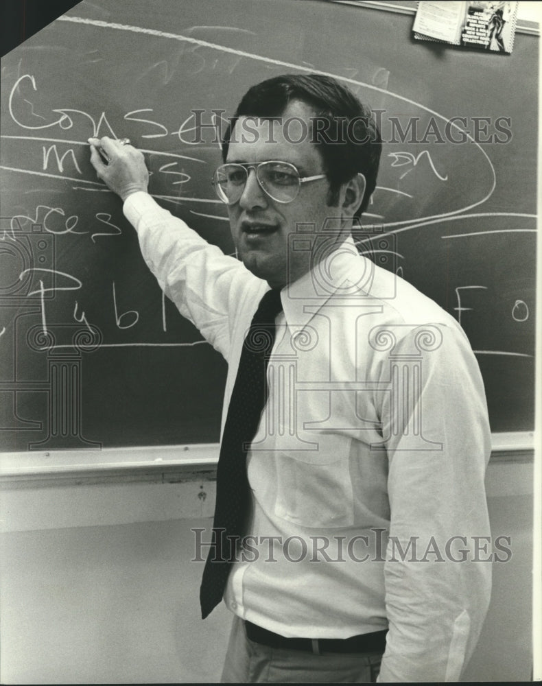 1981, Donald Stewart, Former Senator, Writes on Chalkboard - Historic Images