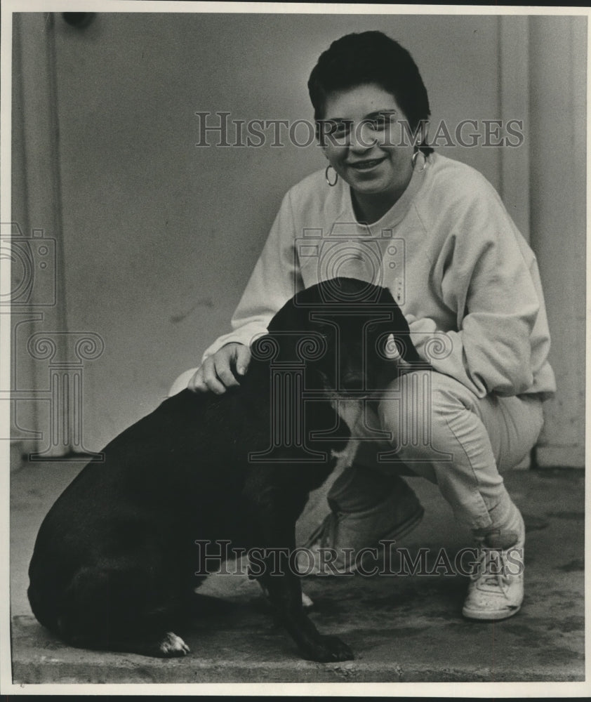 1987, Tricia Manley, Cancer Patient with Dog - abna40463 - Historic Images