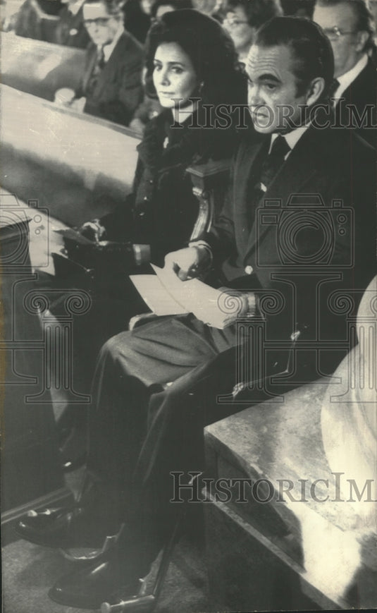 1973 Press Photo Mr. and Mrs. George Wallace at Lyndon B. Johnson Service - Historic Images