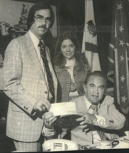 1974, Alabama Governor George C. Wallace gives donation to Athlete - Historic Images