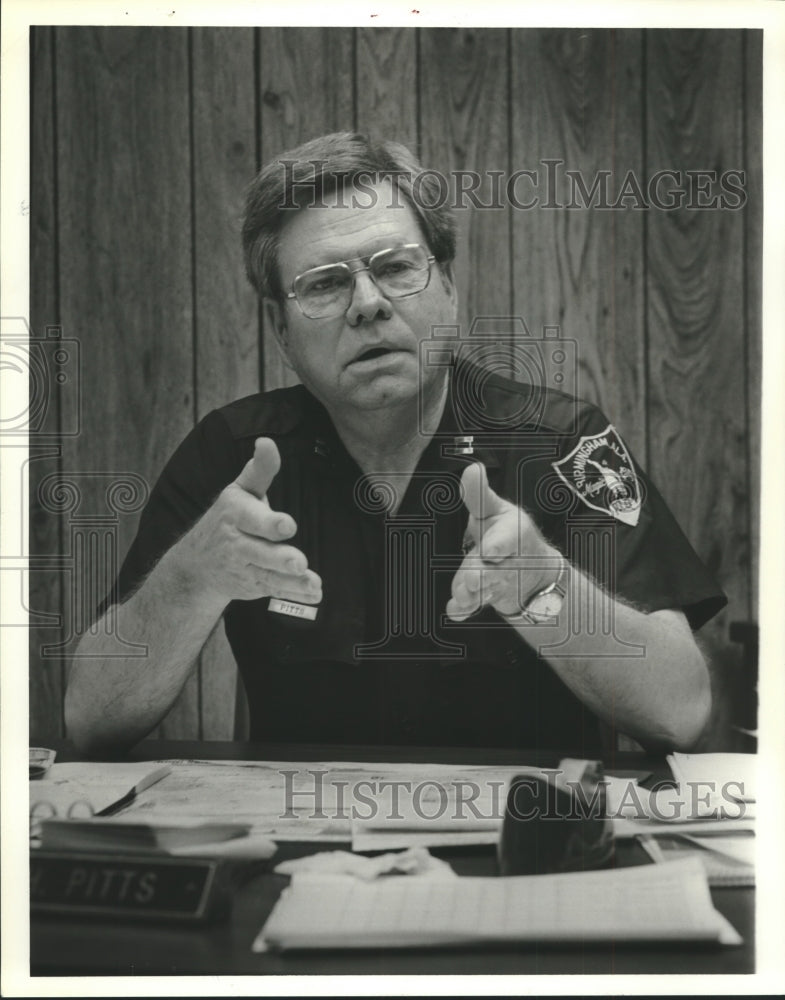 1981, Captain Connie Pitts, Birmingham Police Department at Office - Historic Images