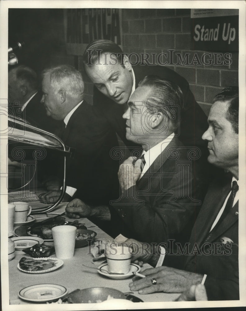 1970, George C. Wallace on Campaign Train listening to Others - Historic Images