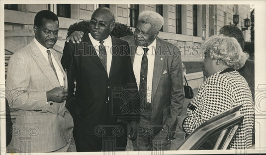 1989, Representatives outside Montgomery Federal Courthouse at lunch - Historic Images