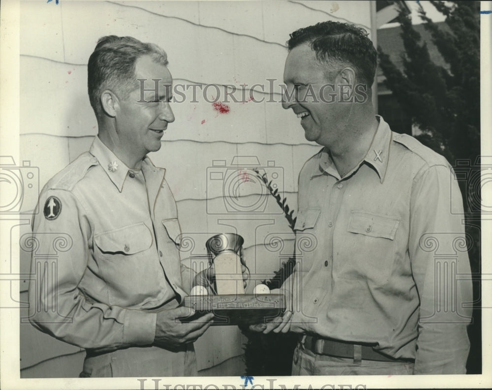 1951, Lieutenant Colonel King Sparks with Captain and Champion Trophy - Historic Images