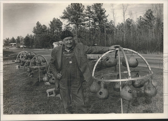 1990, Tommie Lambert with Gourds and Veggies, Coosa County - Historic Images