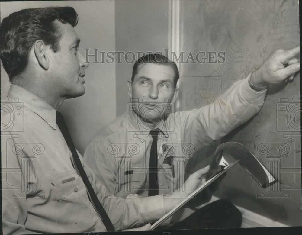 1968, B.L. Manning, H.B. Willingham, Firemen, with Map - abna41549 - Historic Images