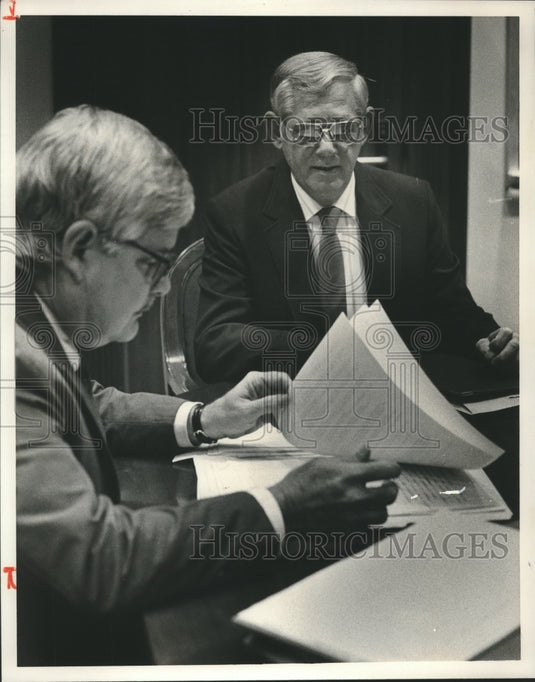 1992, Sheldon Watkins and R. A. Stone, reviewing documents, Alabama - Historic Images