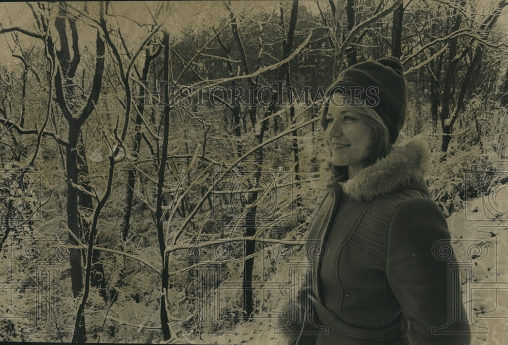 1978 Donna Smith in ice covered Birmingham, Alabama Park in Winter - Historic Images