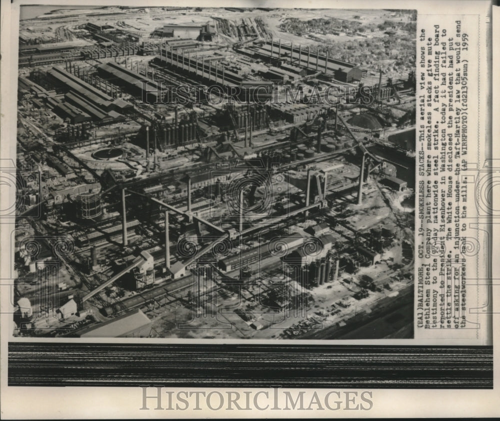 1959 Press Photo Aerial View of Bethlehem Street Company plant in Baltimore - Historic Images