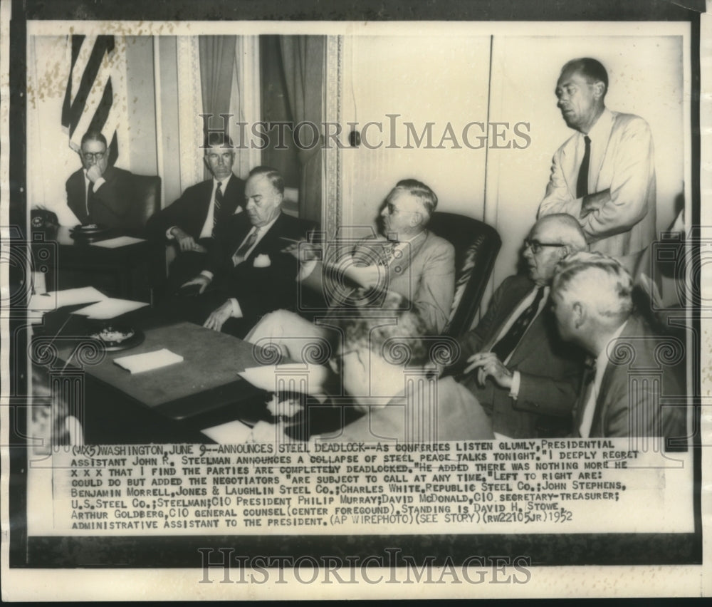 1952 Presidential Assistant John R. Steelman in Strike Negotiations - Historic Images