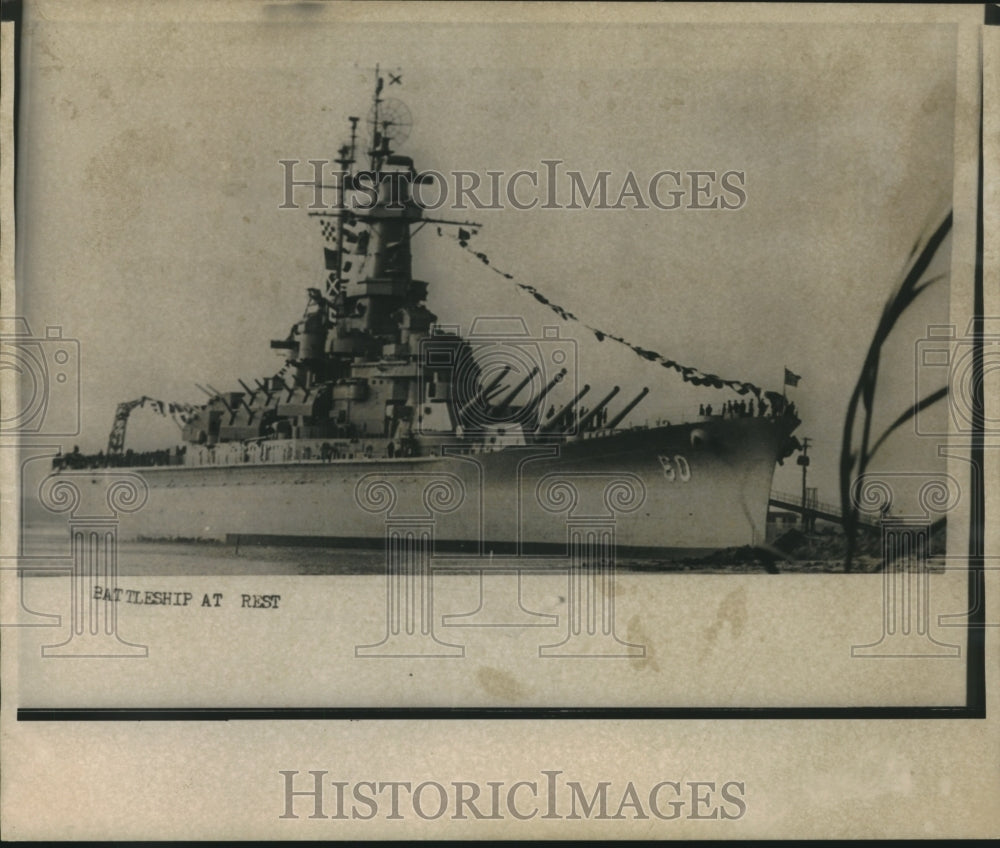 1965 Press Photo United States Navy Battleships: USS Alabama at Rest - abna41867 - Historic Images