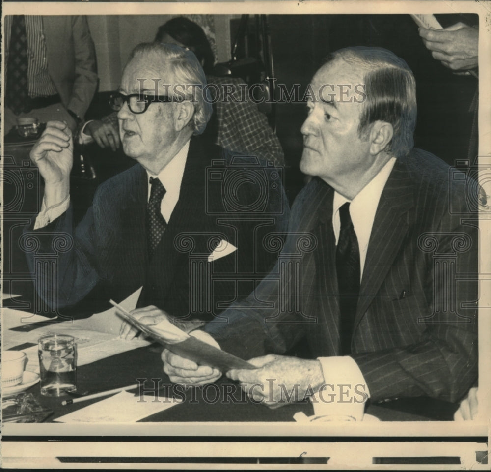 1975, Senators John Sparkman and Hubert Humphrey on Capitol Hill - Historic Images