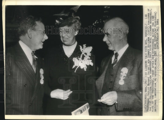 1944, CIO President Philip Murray with Mrs. Eleanor Roosevelt, Event - Historic Images