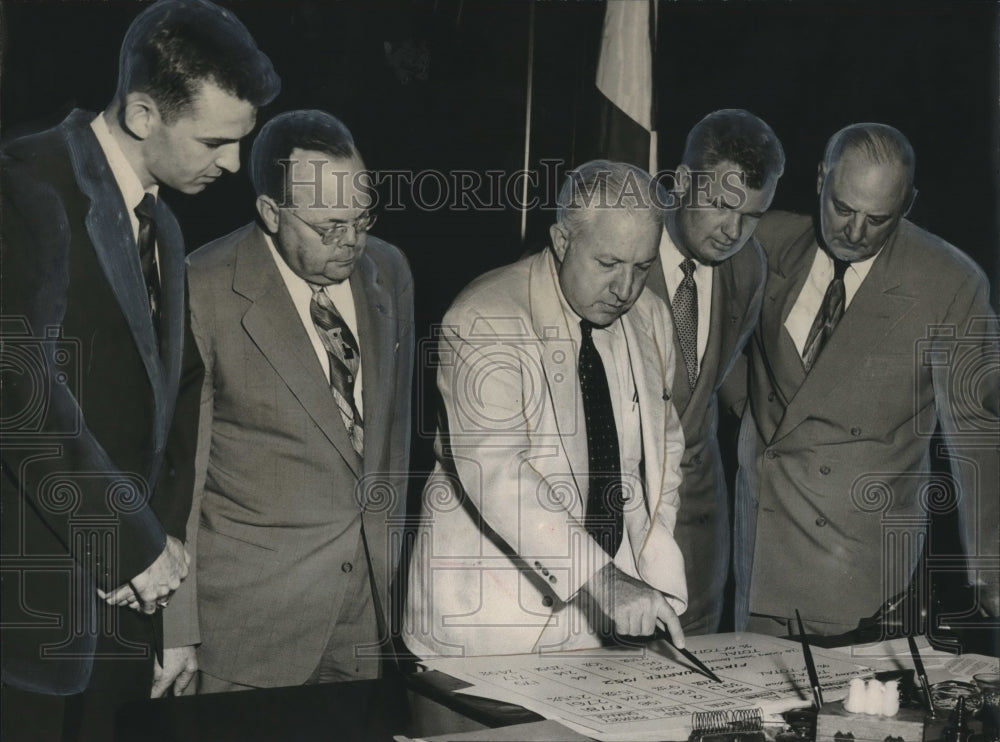 1952, Board of Directors of the Montgomery Civitan Club at Meeting - Historic Images