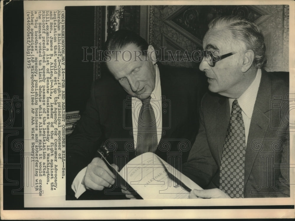 1975 Senators Go Over New Legislation - Historic Images