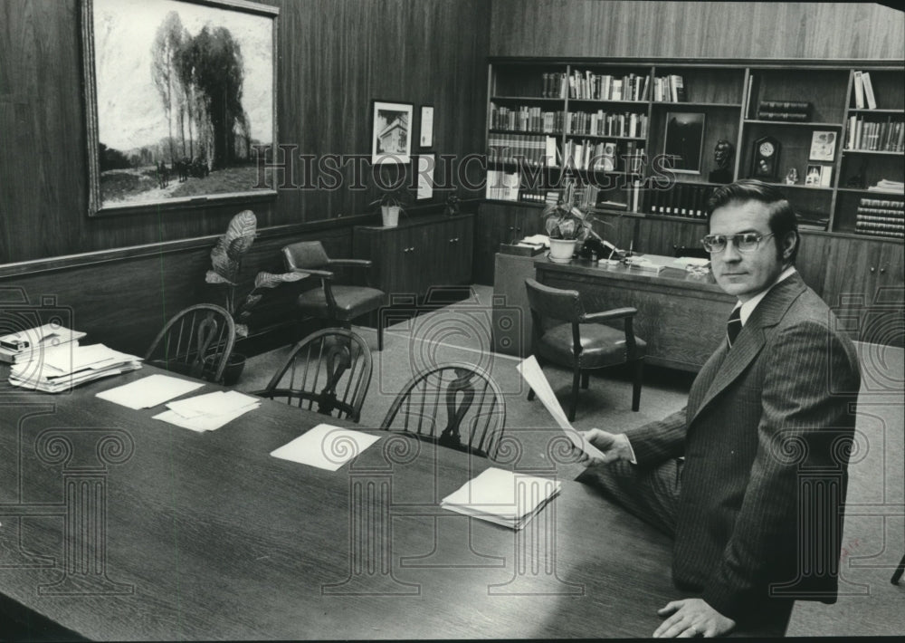 1977 Birmingham Public Library Director George Stewart in his Office - Historic Images