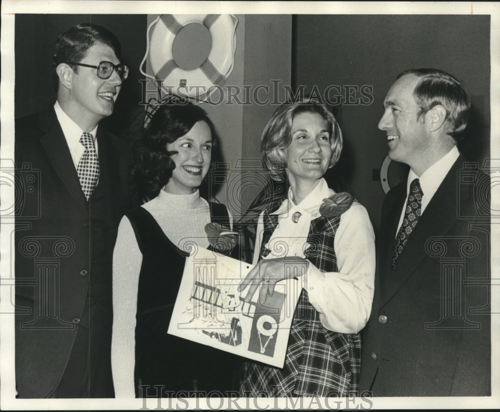 1977, U.S.S. Service Guild Members at BEnefit Party at School - Historic Images