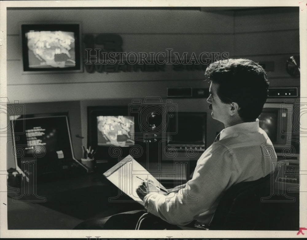 1987, Jerry Tracey, Meteorologist, Channel 13, WVTM-TV - abna42111 - Historic Images