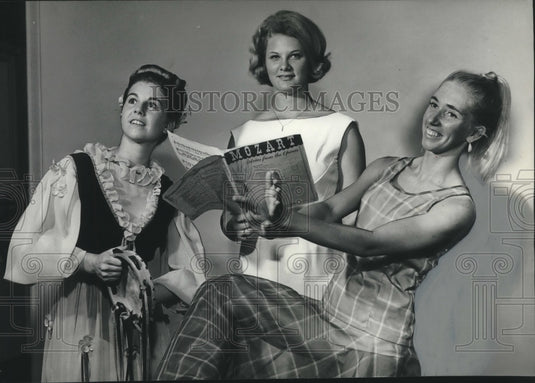 1966 Press Photo Three Miss Alabama Contestants with Talent Outfits - abna42186 - Historic Images
