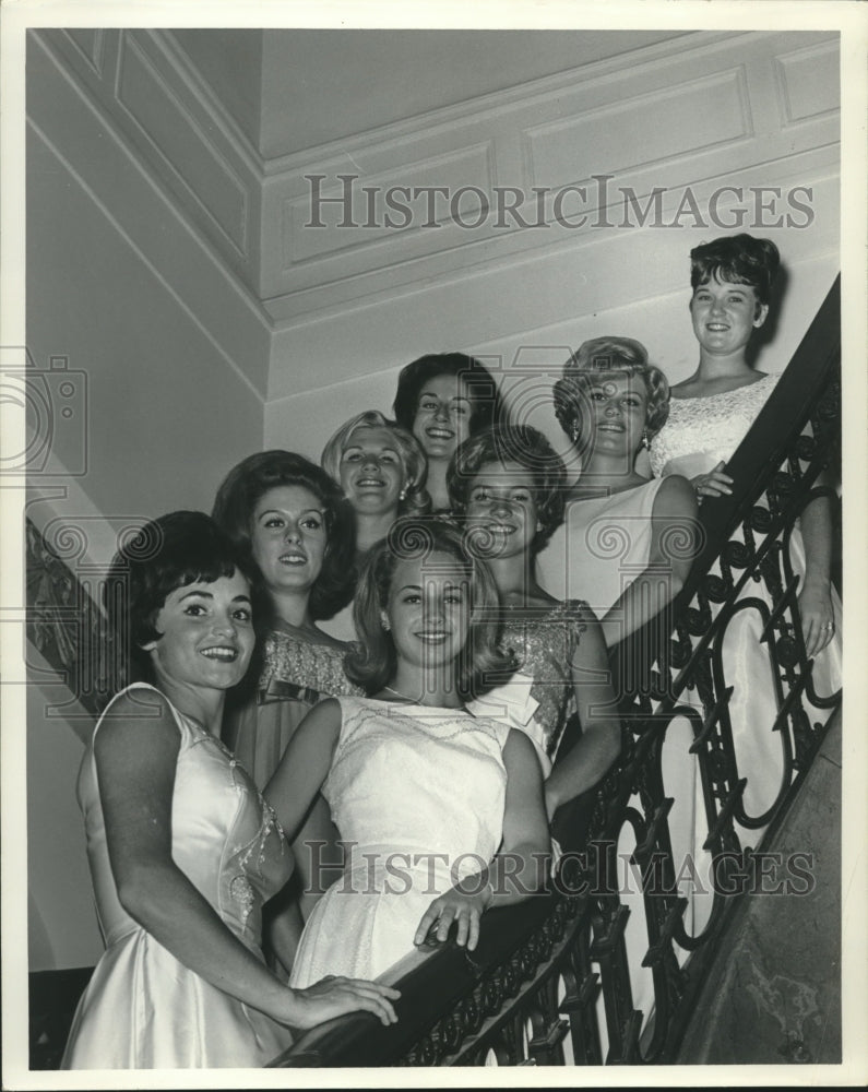 1966, Miss Alabama contestants on stairway - abna42369 - Historic Images