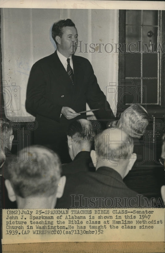 1947, Senator John J. Sparkman teaching Bible class in Washington - Historic Images