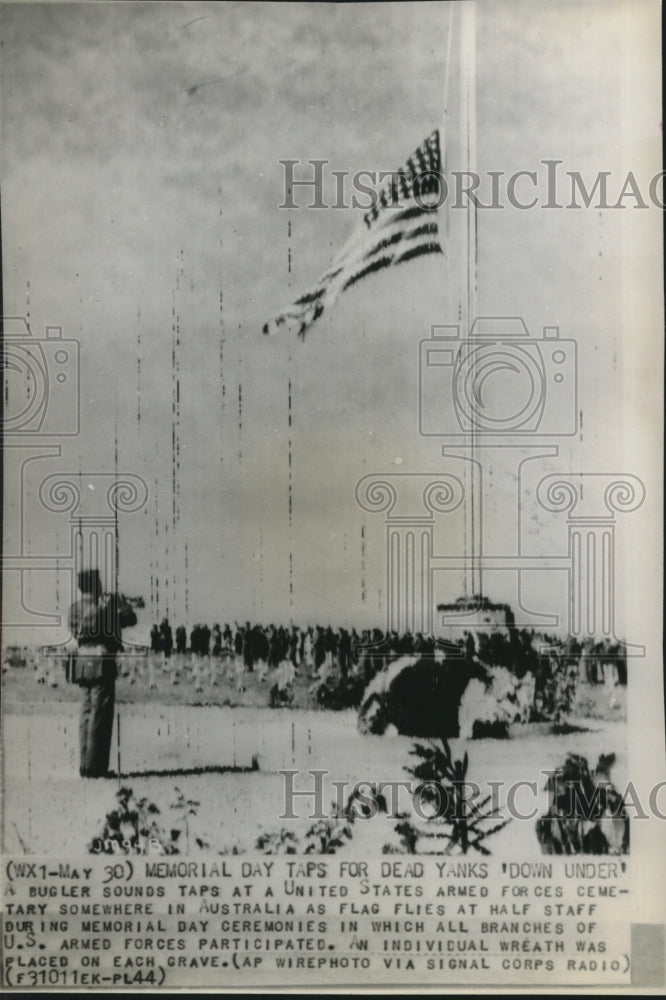 1944, A bugler sound taps at a United States armed forces ceremony - Historic Images