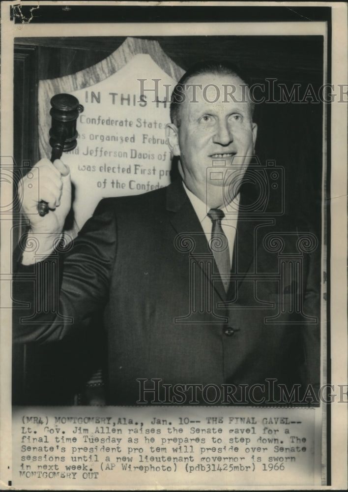 1966, Alabama Lieutenant Governor Jim Allen raises the Senate gavel - Historic Images