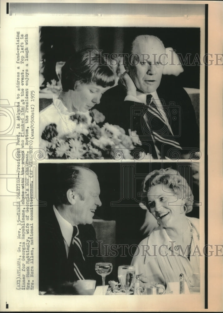 1975 Press Photo President Ford and Mrs. Mack Mattingly at Fundraising Event - Historic Images